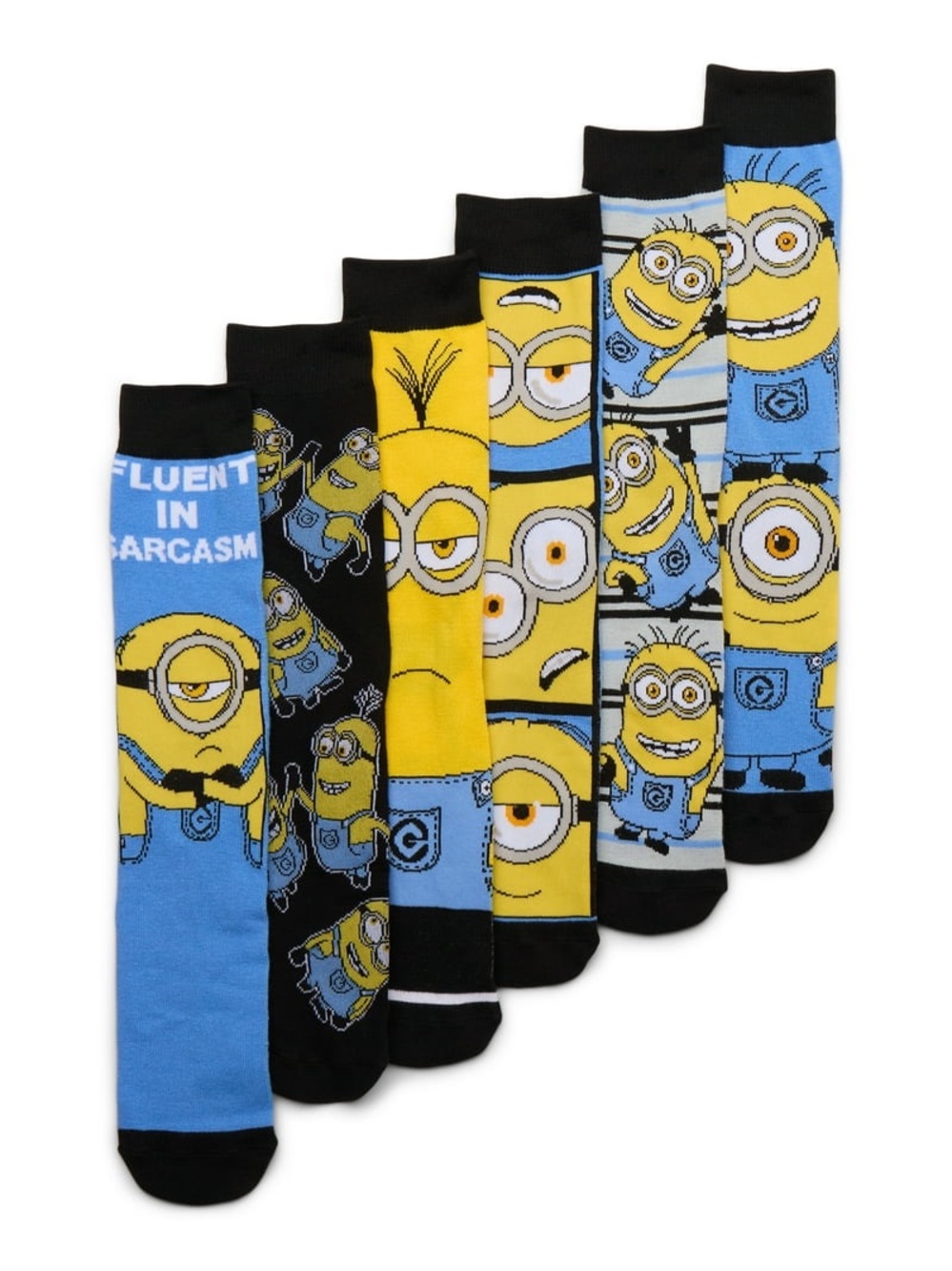 Disney Minions Men’s Crew Socks 6-Pack – Fits Shoe Size 8-12